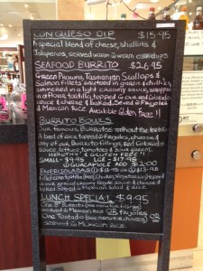 francescos menu board